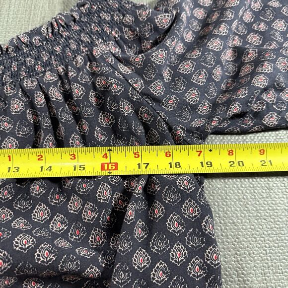 Beach Lunch Lounge Blue Red Orange Floral Paisley Top Size M - Picture 5 of 6